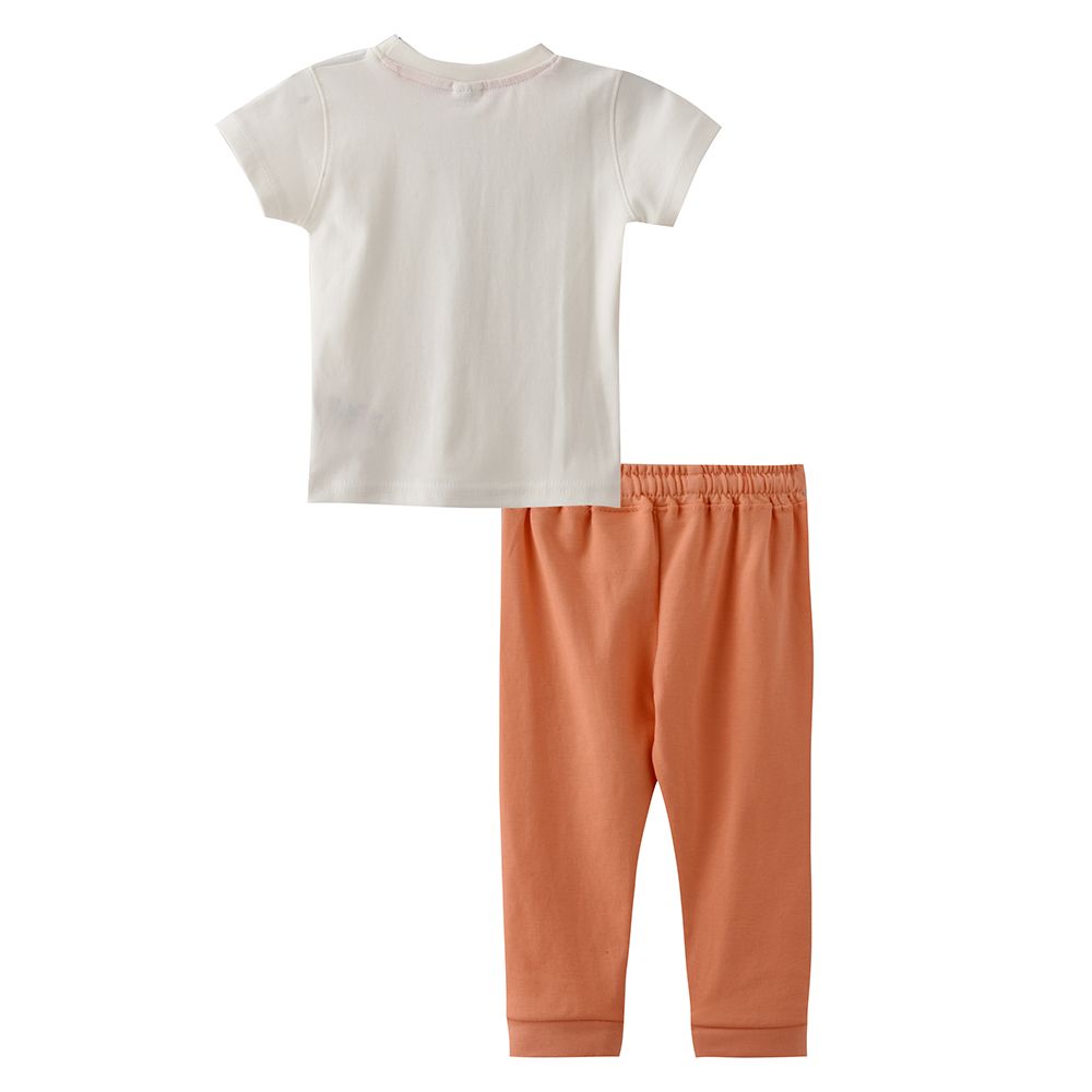 Smart Baby - 2pc-Set - Baby Boy T-Shirt w/ Pants - Cream