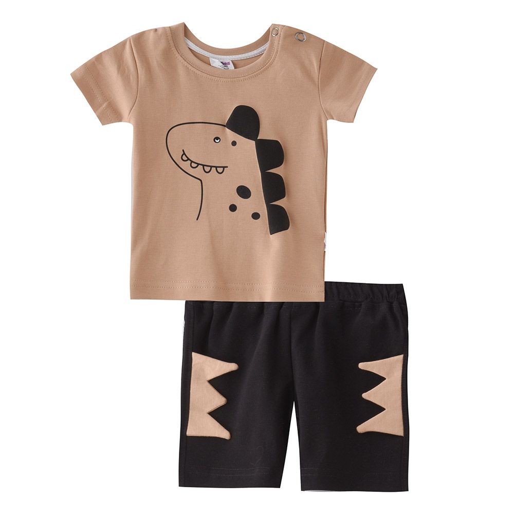 Smart Baby - 2pc-Set - Half Sleeve T-Shirt w/ Bermuda Shorts - Sand