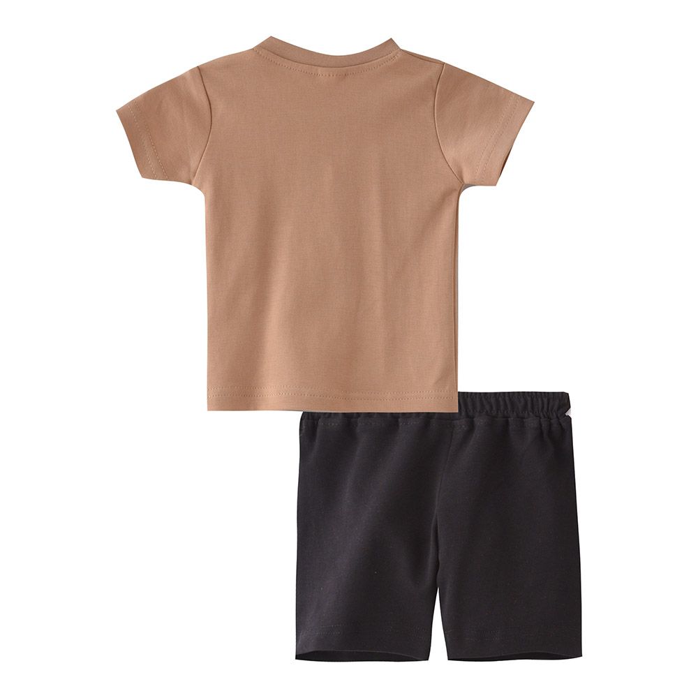 Smart Baby - 2pc-Set - Half Sleeve T-Shirt w/ Bermuda Shorts - Sand