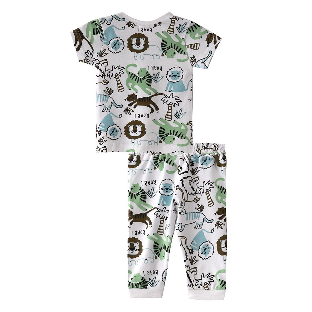 Smart Baby - 2pc-Set - Half Sleeve T-Shirt w/ Pants - White