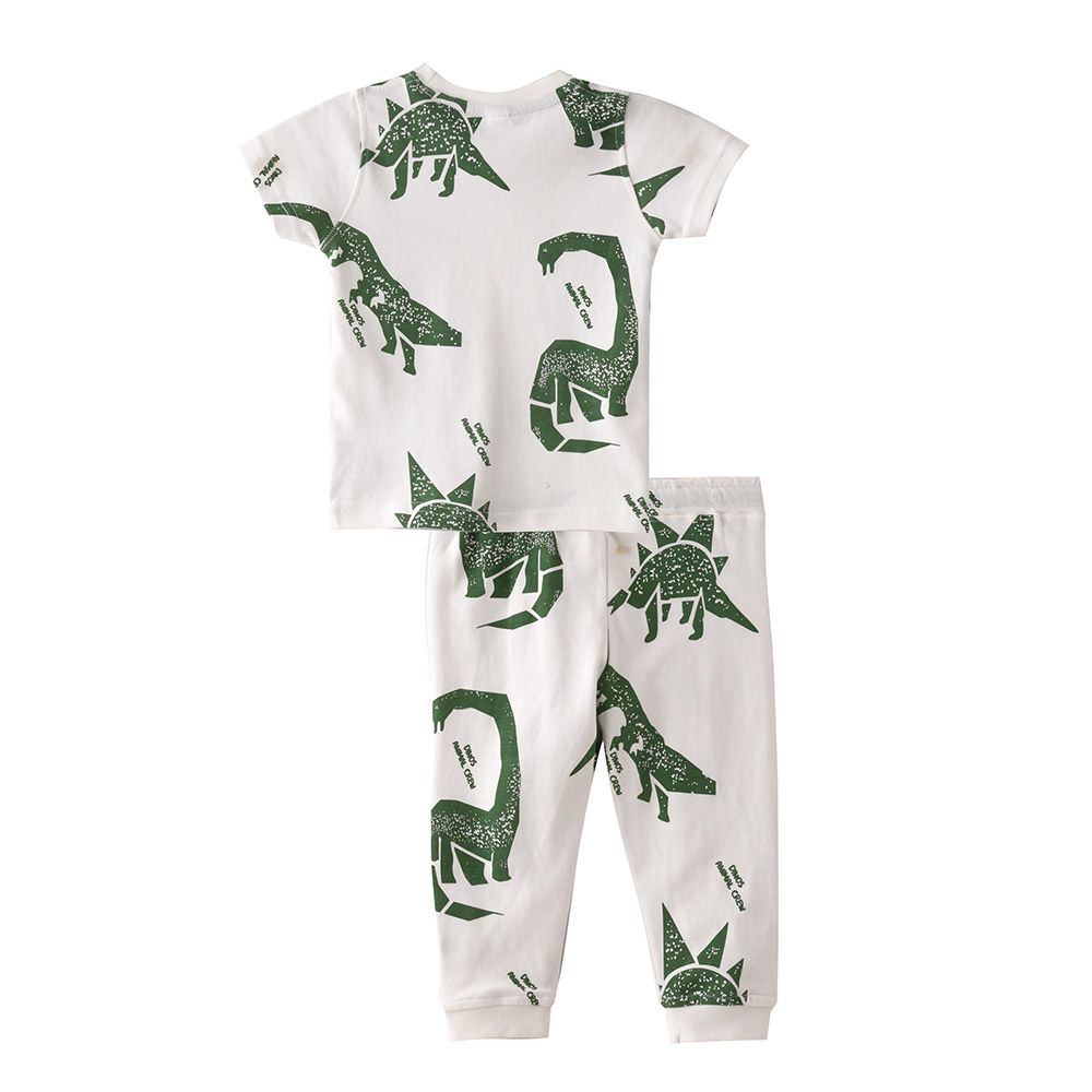 Smart Baby - 2pc-Set - Baby Boy Dino T-Shirt w/ Pants - White