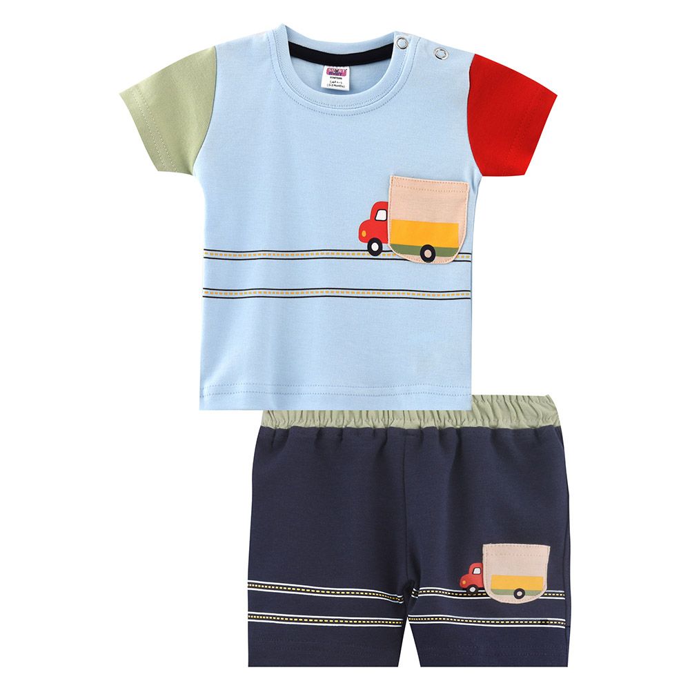 Smart Baby - 2pc-Set - Baby Boy T-Shirt w/ Bermuda Shorts - Blue