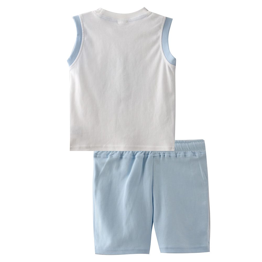 Smart Baby - 2pc-Set - Sleeveless T-Shirt w/ Bermuda Shorts - White