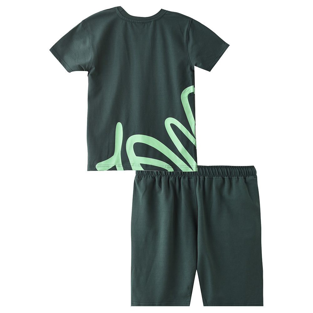 Genius - 2pc-Set - Boy Half Sleeve T-shirt With Bermuda - Dark Green