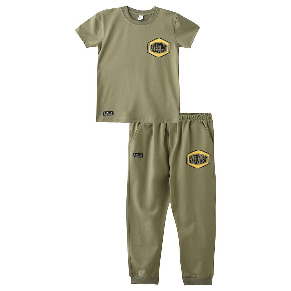 Genius - 2pc-Set - Boy Half Sleeve T-shirt With Pants - Sage Green