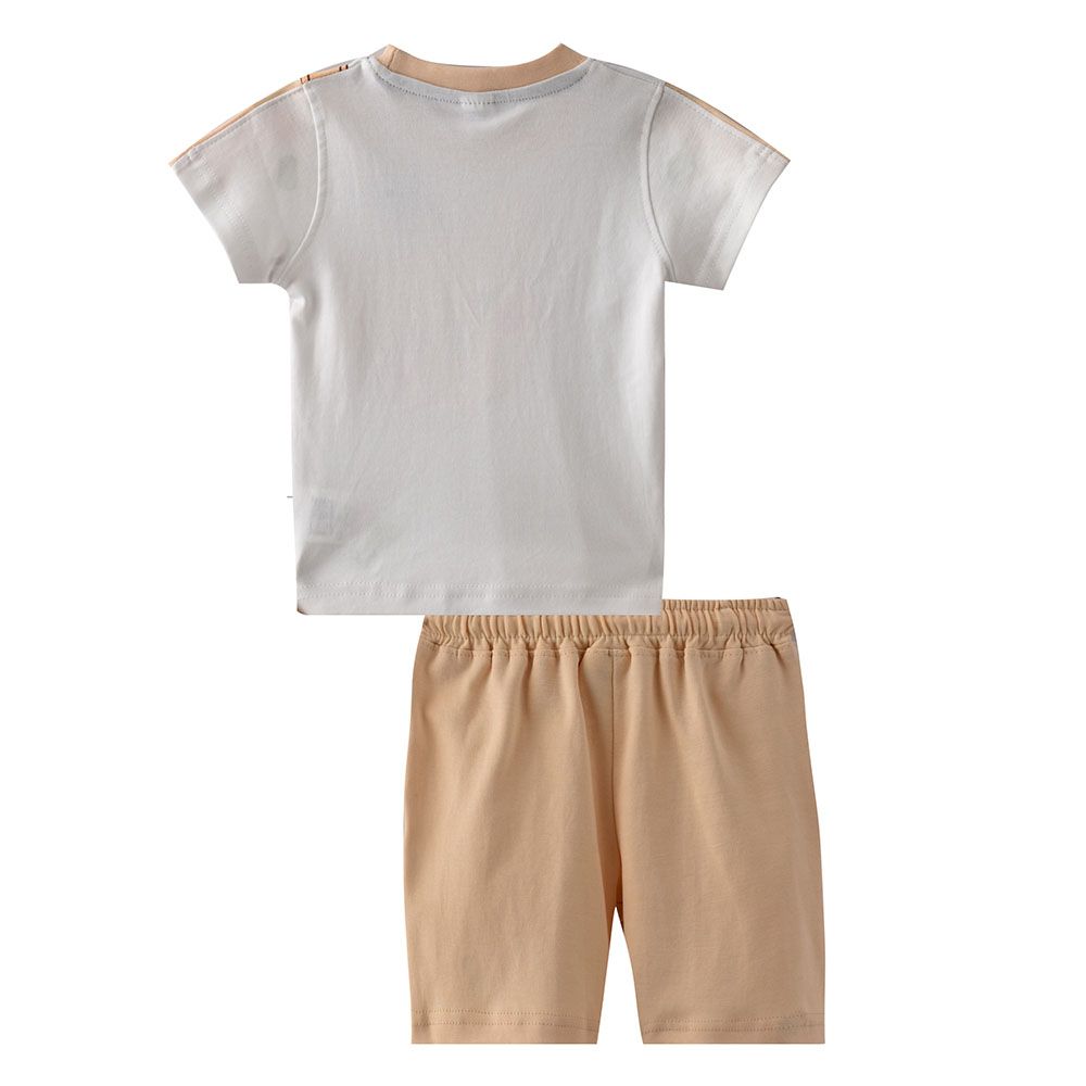 Smart Baby - 2pc-Set - Half Sleeve T-Shirt w/ Bermuda Shorts - White