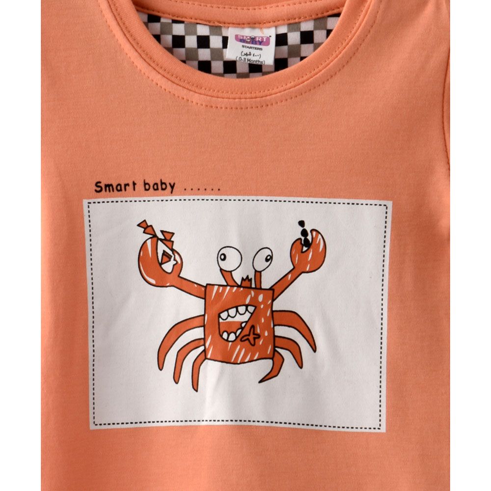 Smart Baby - 2pc-Set - Crab T-Shirt w/ Bermuda Shorts - Light Orange