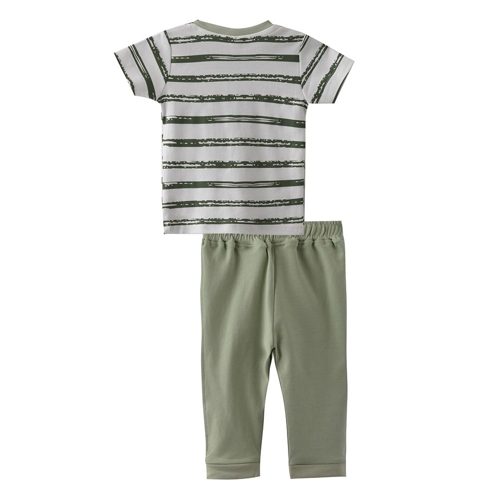 Smart Baby - 2pc-Set - Striped T-Shirt w/ Pants - White