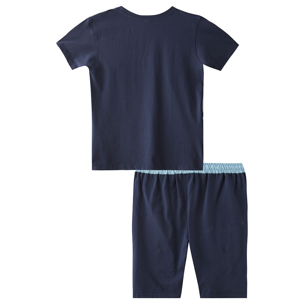 Genius - 2pc-Set - Boy Half Sleeve T-shirt With Bermuda - Airforce Blue