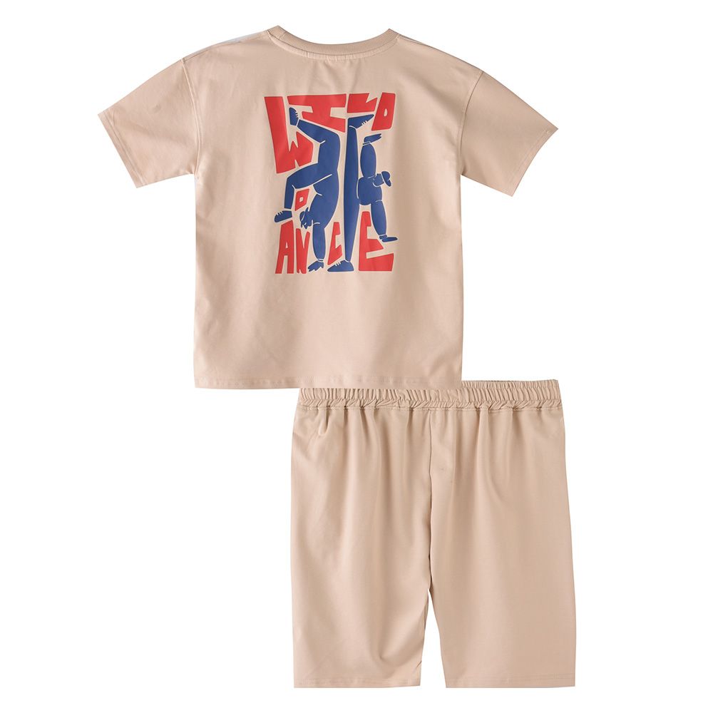 Genius - 2pc-Set - Boy's Half Sleeve T-Shirt w/ Bermuda Shorts - Cream