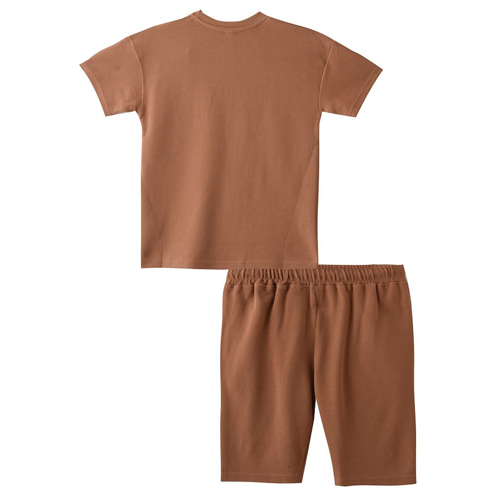 Genius - 2pc-Set - Boy Half Sleeve T-shirt With Bermuda - Brown