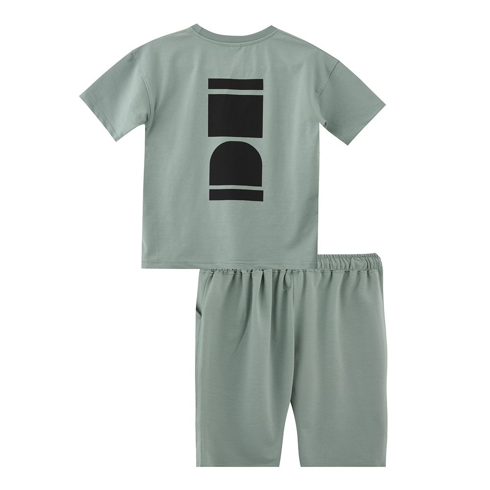 Genius - 2pc-Set - Boy's Short Sleeve T-Shirt w/ Bermuda Shorts - Blue/Grey