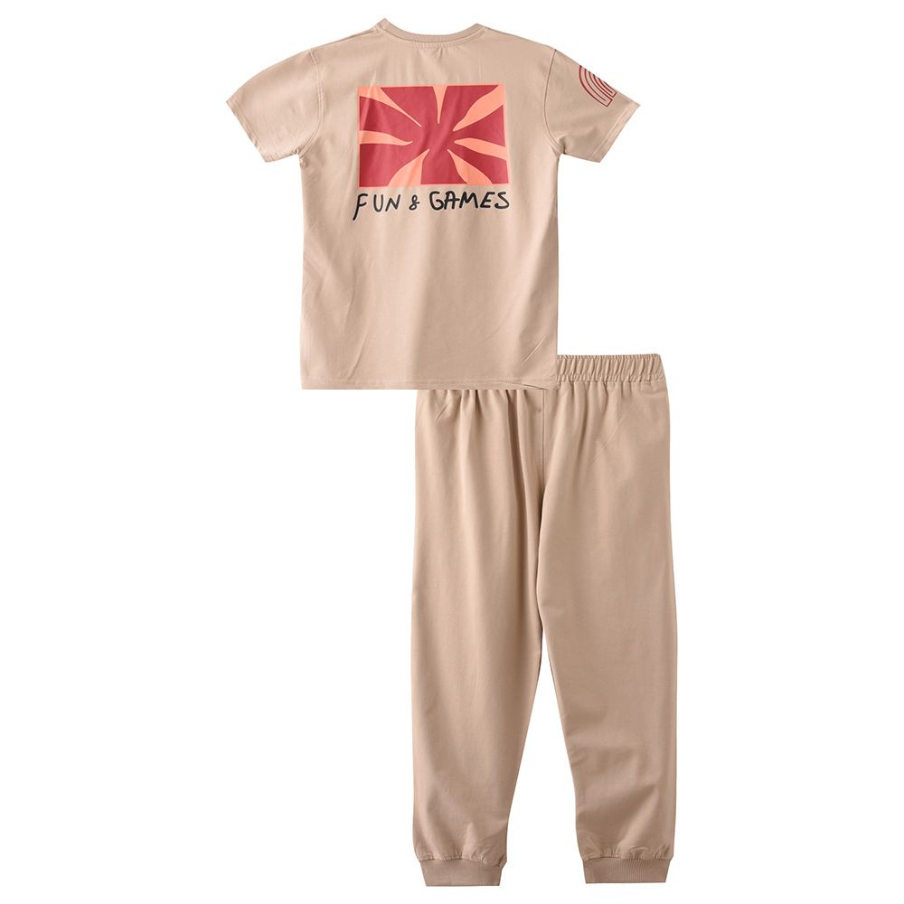 Genius - 2pc-Set - Boy Half Sleeve T-shirt With Pants - Pale Silver