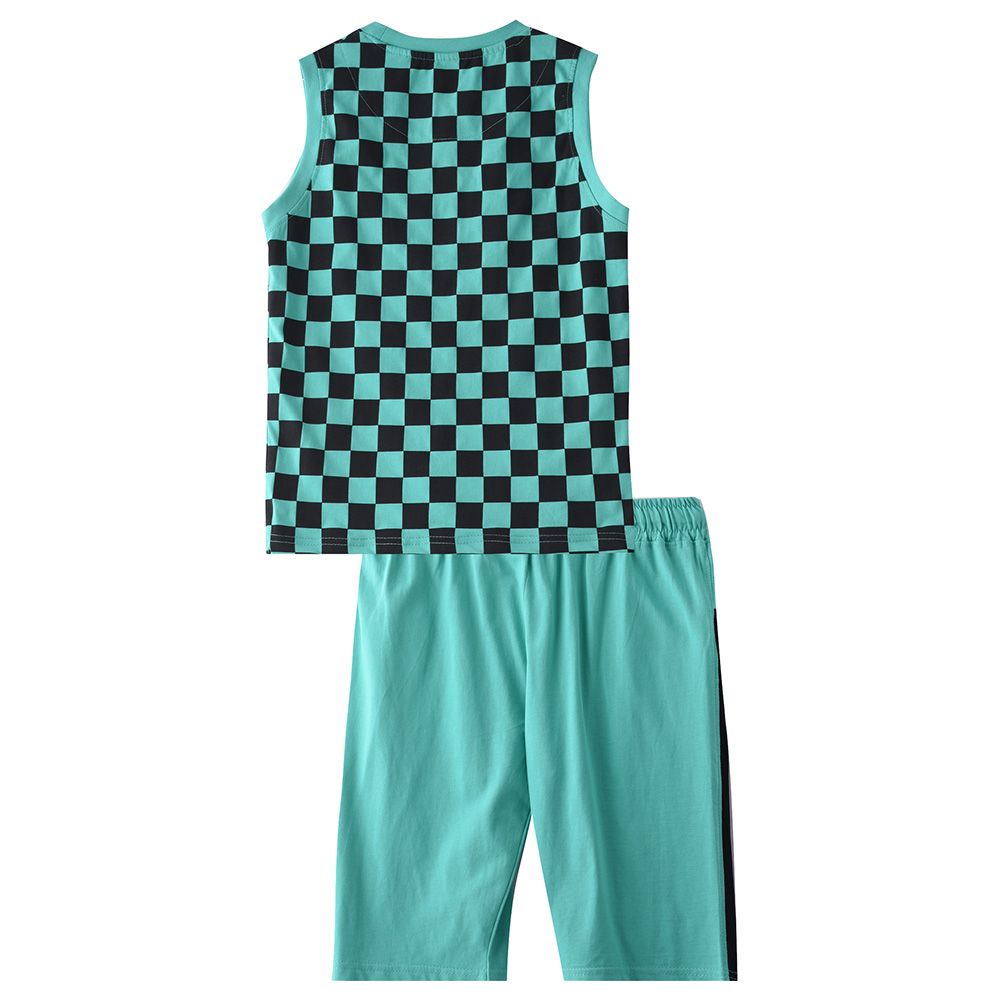 Genius - 2pc-Set - Boy Printed Sleeveless T-shirt With Bermuda - Green