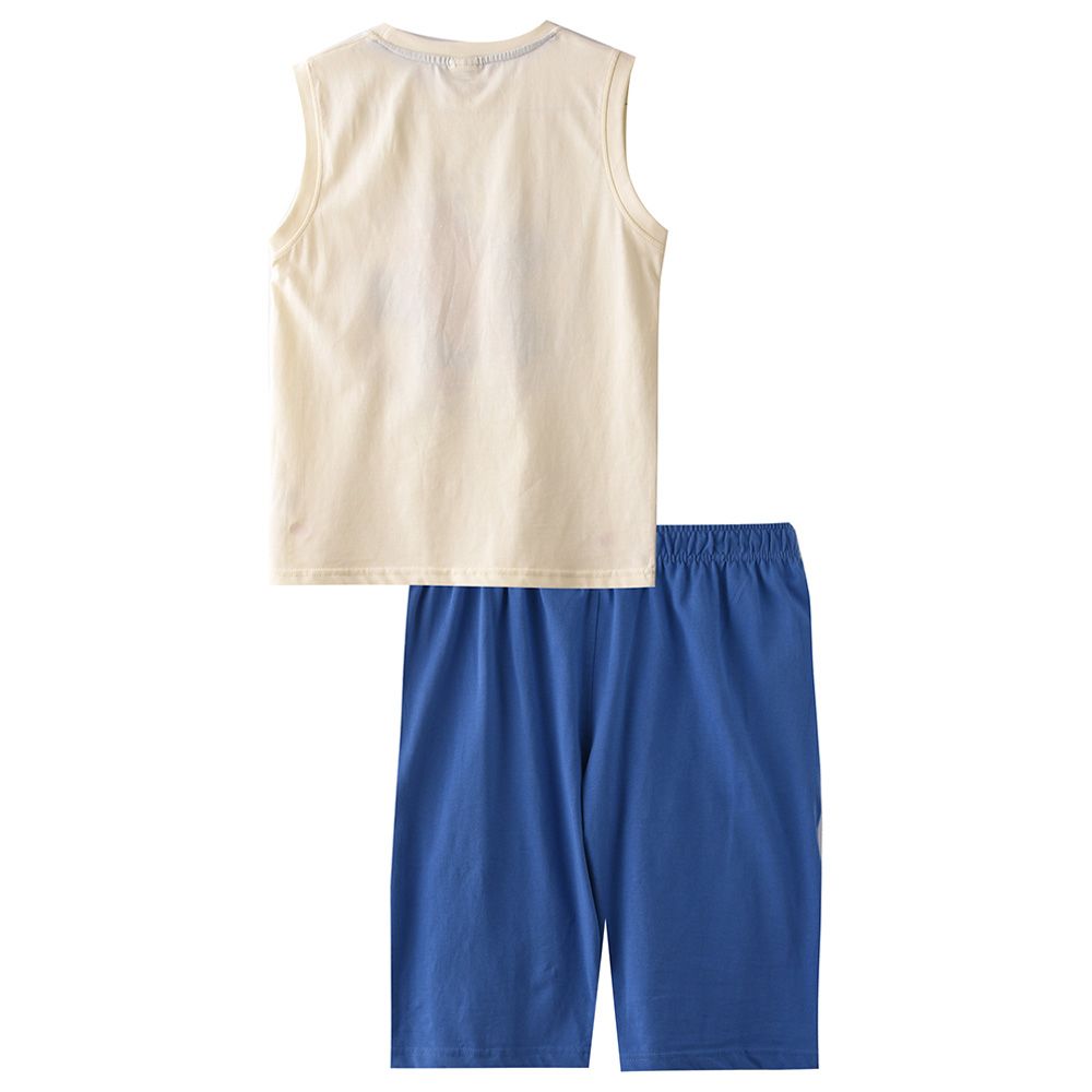 Genius - 2pc-Set - Boy Sleeveless T-shirt With Bermuda - Light Lemon/Blue