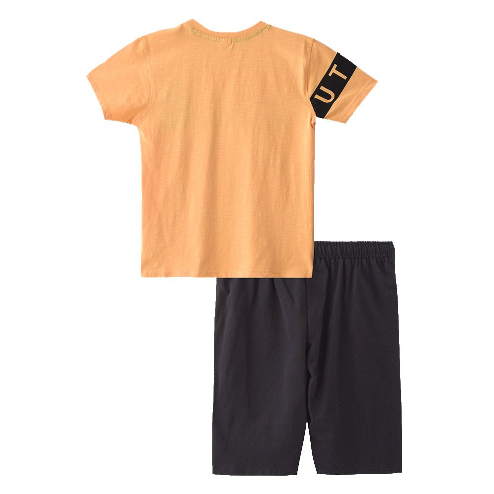 Genius - 2pc-Set - Boy's Half Sleeve T-Shirt w/ Bermuda Shorts - Yellow/Black