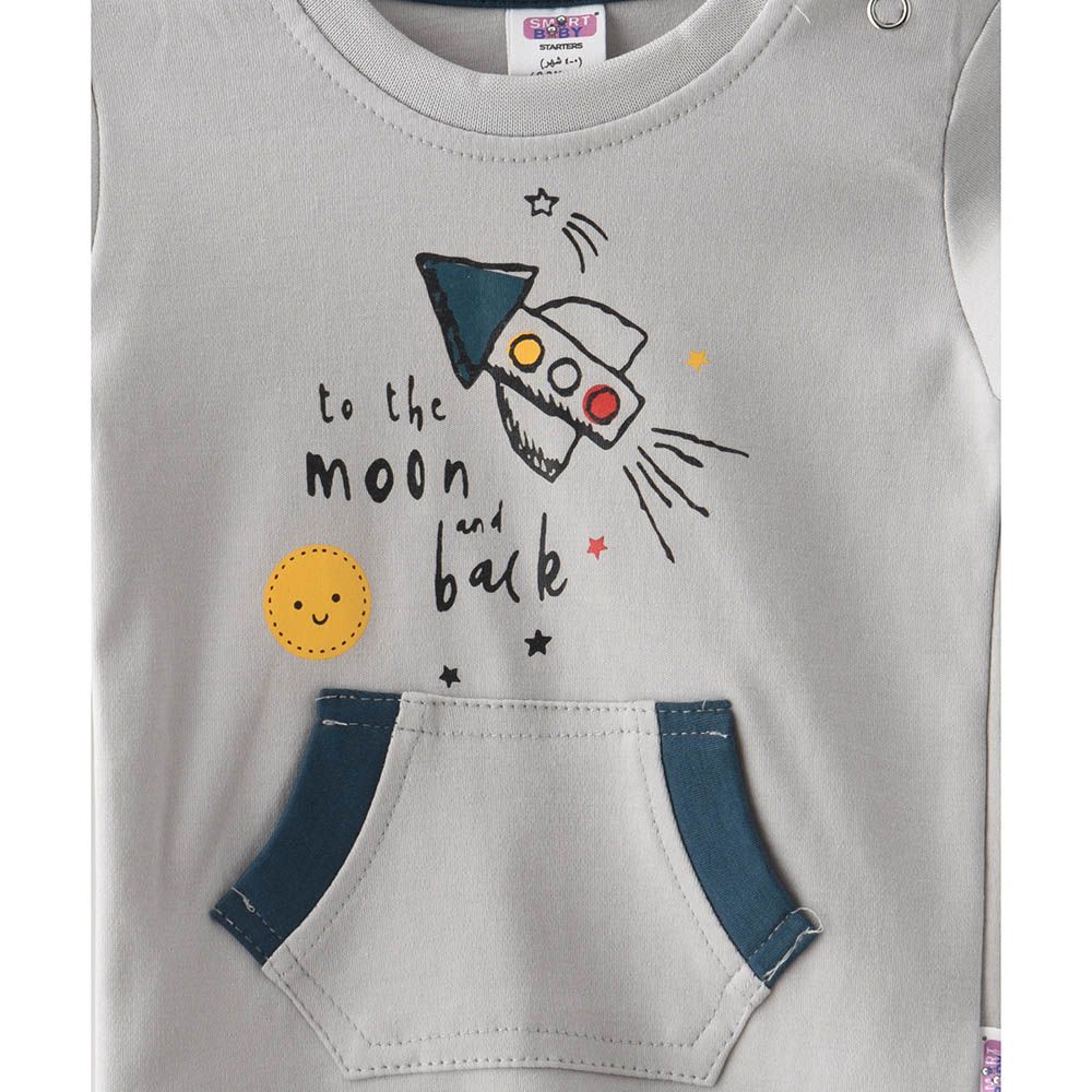 Smart Baby - 2pc-Set - Baby Boy T-Shirt w/ Pants - Light Grey