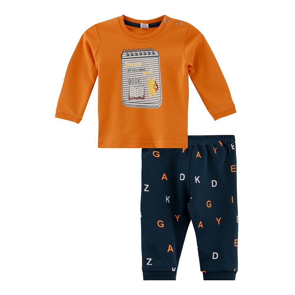 Smart Baby - 2pc-Set - Full Sleeve T-Shirt w/ Pants - Orange