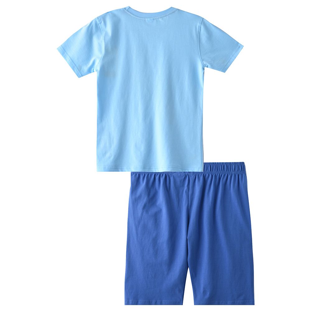 Genius - 2pc-Set - Boy Printed Half Sleeve T-shirt With Bermuda - Blue