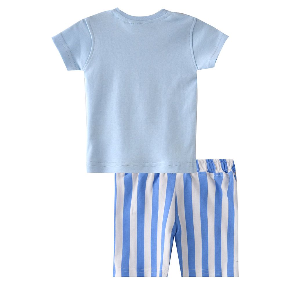 Smart Baby - 2pc-Set - T-Shirt w/ Striped Bermuda Shorts - Blue