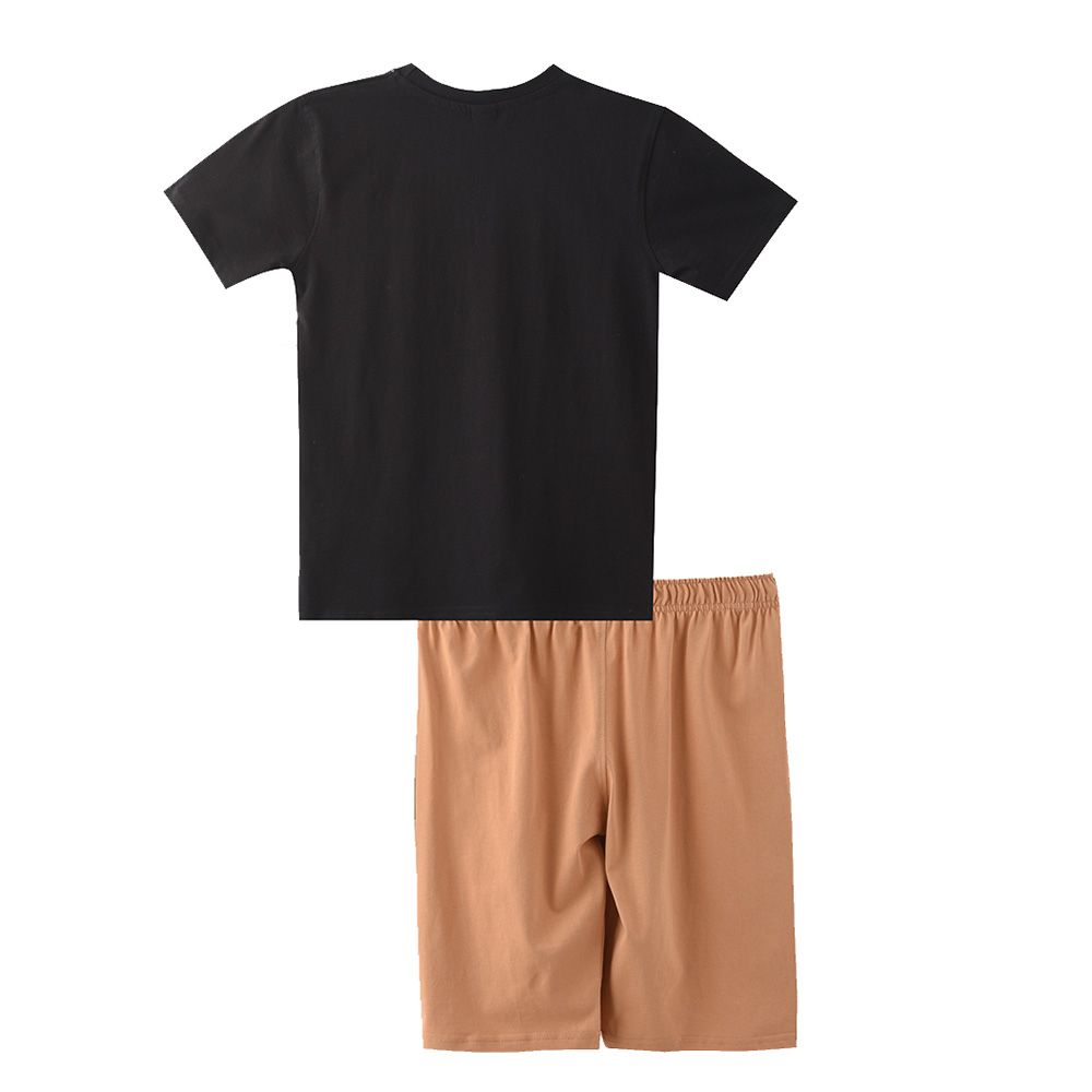 Genius - 2pc-Set - Boy's Short Sleeve T-Shirt w/ Bermuda Shorts - Black/Pink