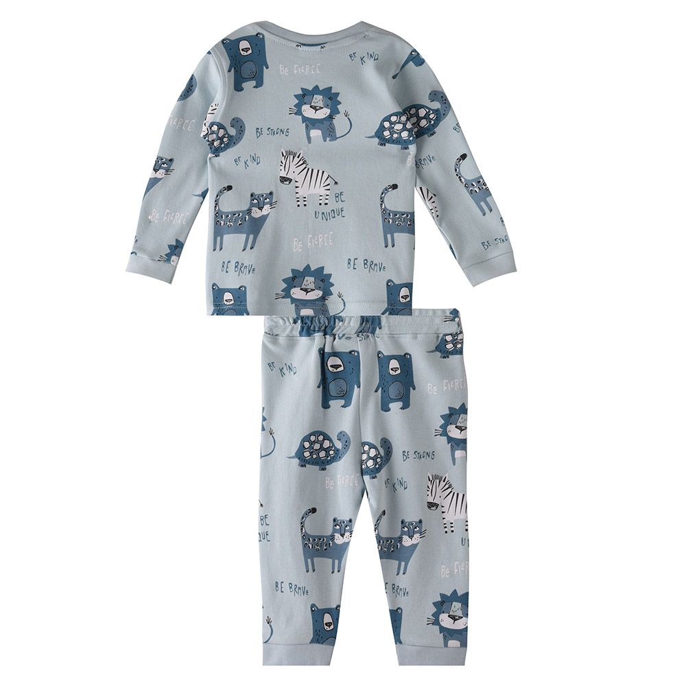 Smart Baby - 2pc-Set - Animal Print T-Shirt w/ Pants - Blue