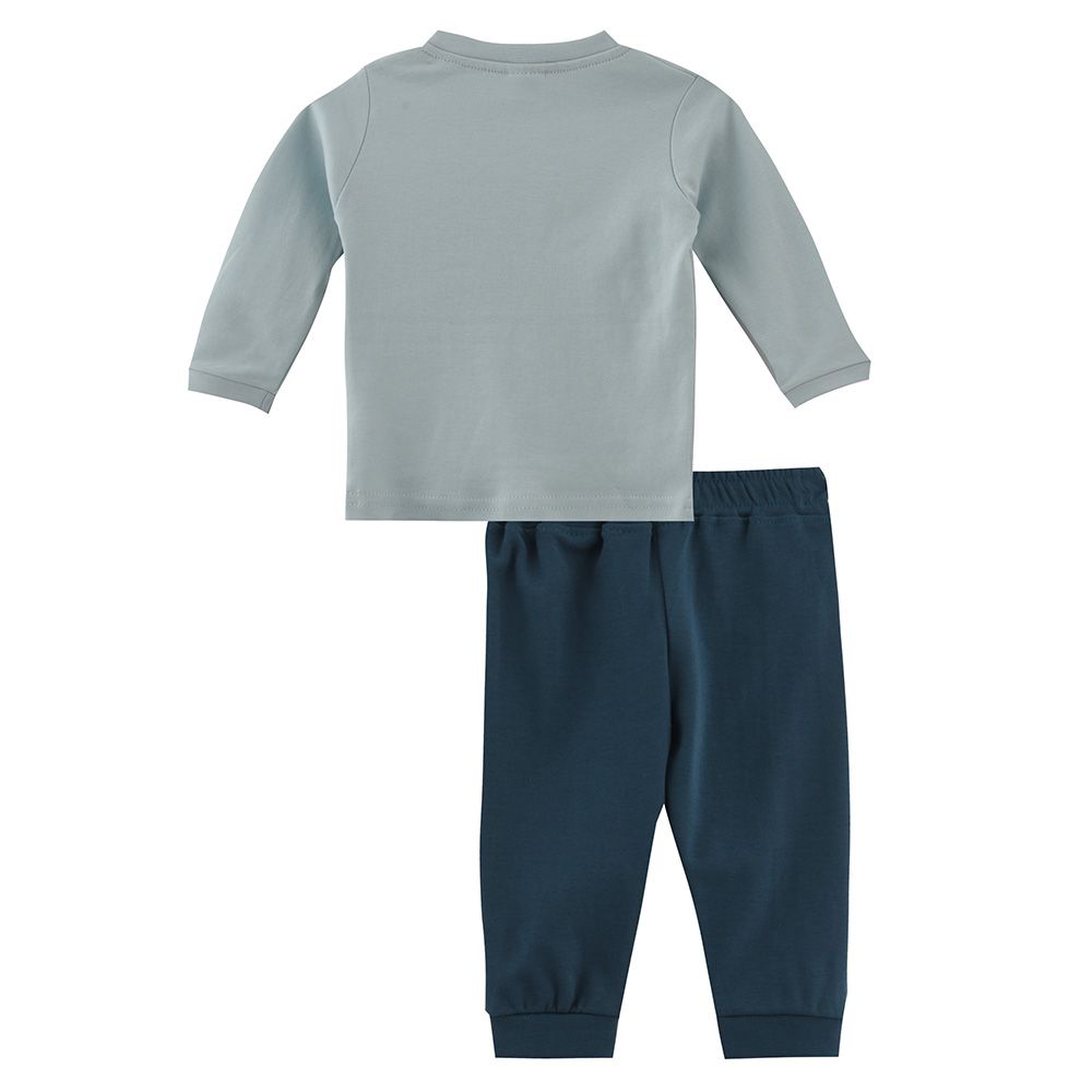 Smart Baby - 2pc-Set - Full Sleeve T-Shirt w/ Pants - Sky Blue