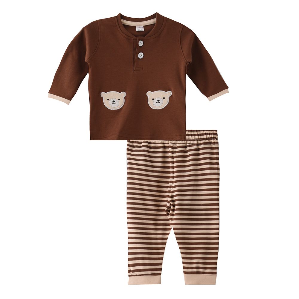 Smart Baby - 2pc-Set - Half Sleeve T-Shirt w/ Pants - Brown