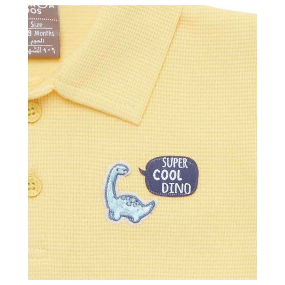 Little Kangaroos - Baby Boy Half Sleeve Cool Dino Polo T-Shirt - Yellow