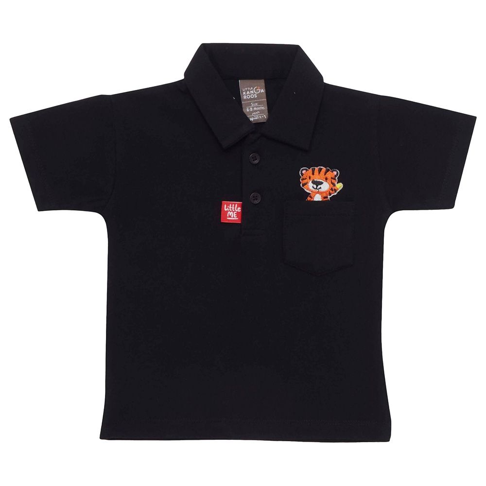 Little Kangaroos - Baby Boy Half Sleeve Polo T-Shirt - Black