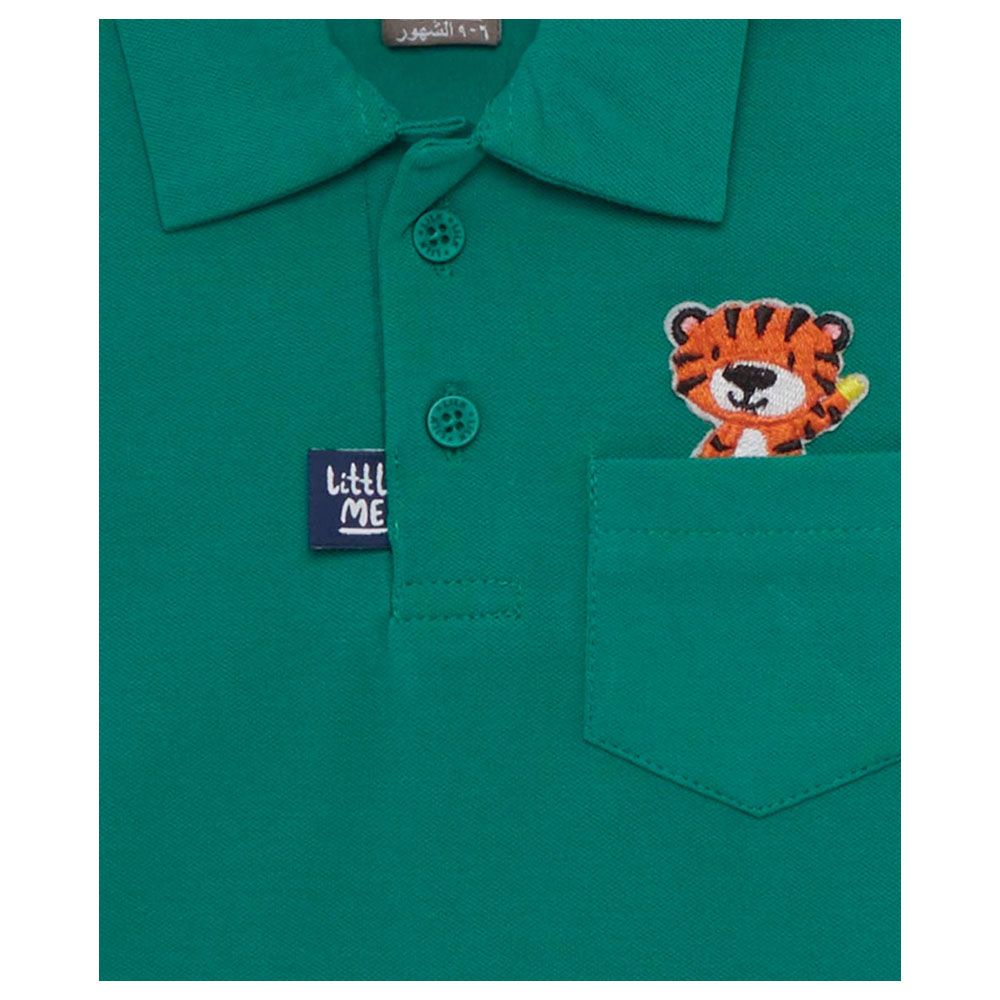 Little Kangaroos - Baby Boy Half Sleeve Polo T-Shirt - Dark Green