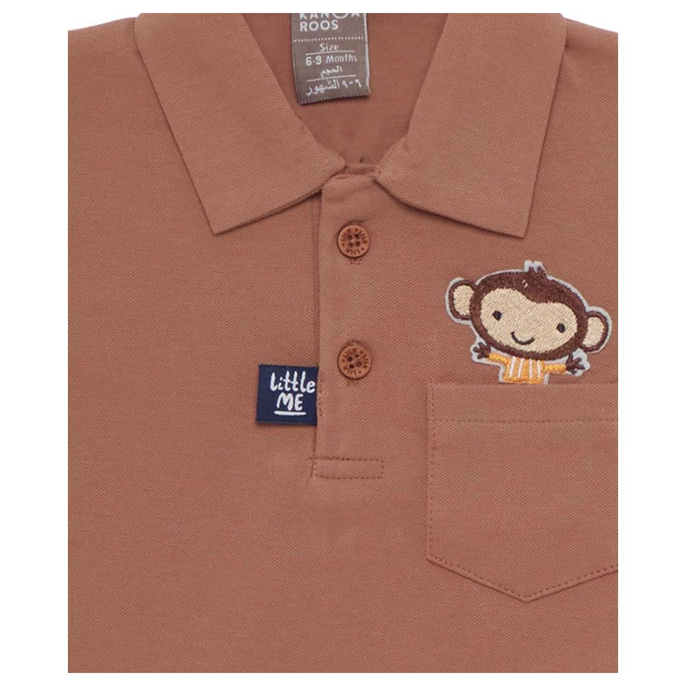 Little Kangaroos - Baby Boy Half Sleeve Polo T-Shirt - Brown