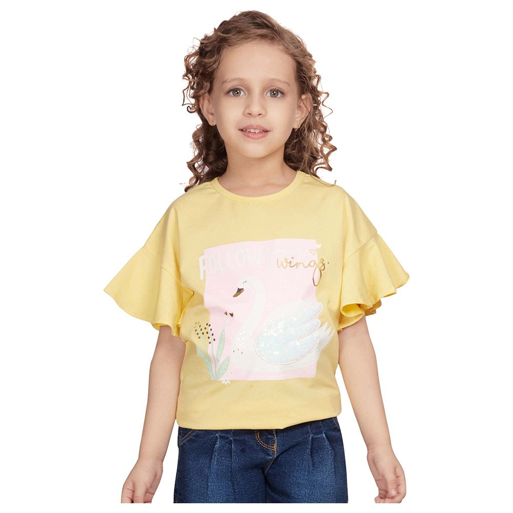 Little Kangaroos - Girl Drop Shoulder Frill Sleeve Top - Mango