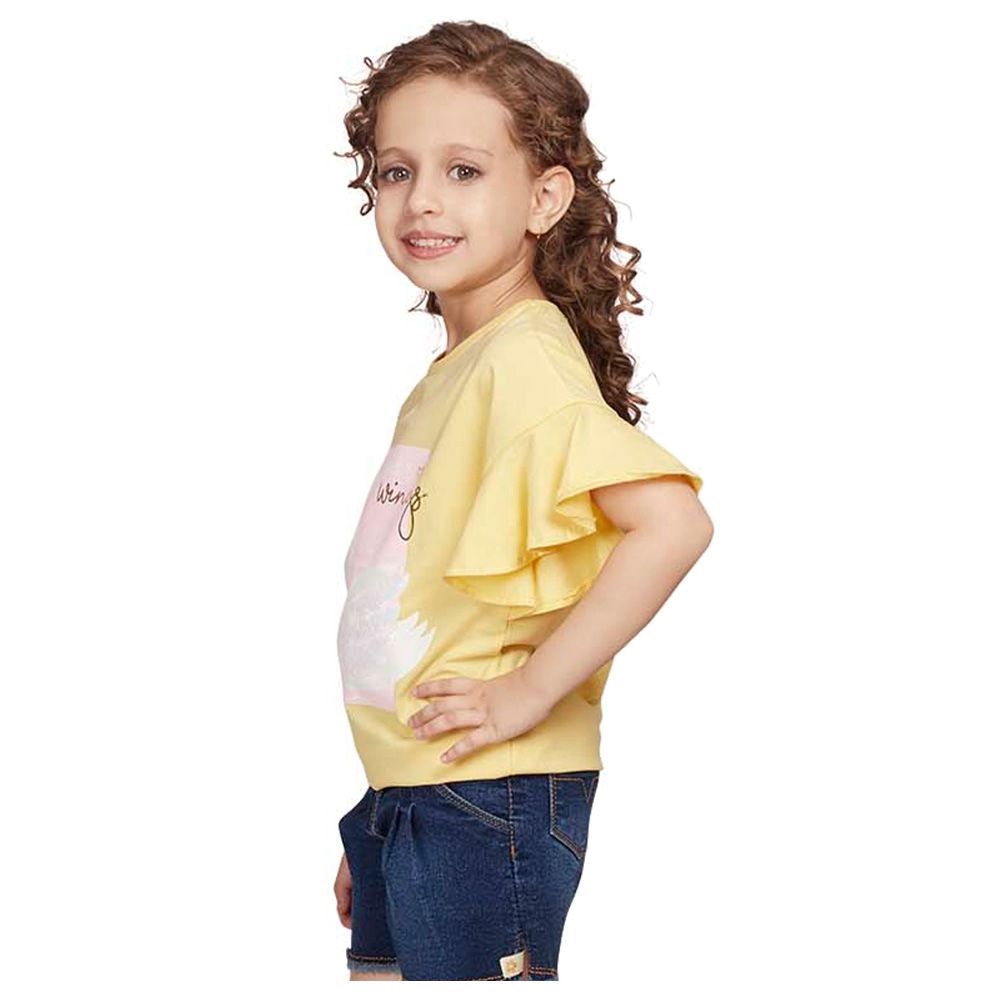 Little Kangaroos - Girl Drop Shoulder Frill Sleeve Top - Mango