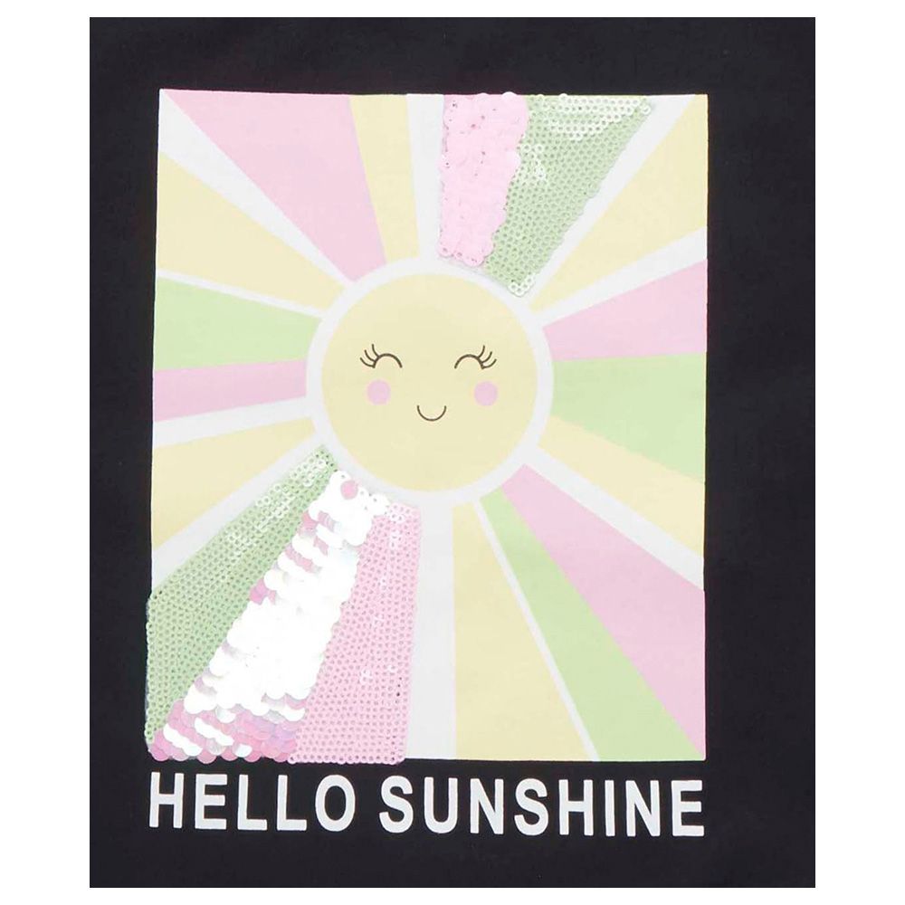 Little Kangaroos - Girl Half Sleeve Hello Sunshine T-Shirt - Black