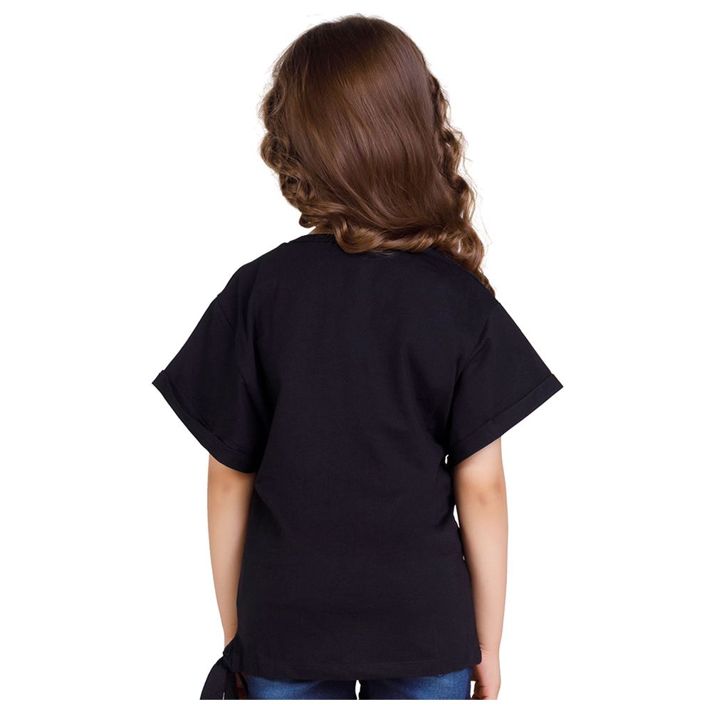 Little Kangaroos - Girl Half Sleeve Hello Sunshine T-Shirt - Black