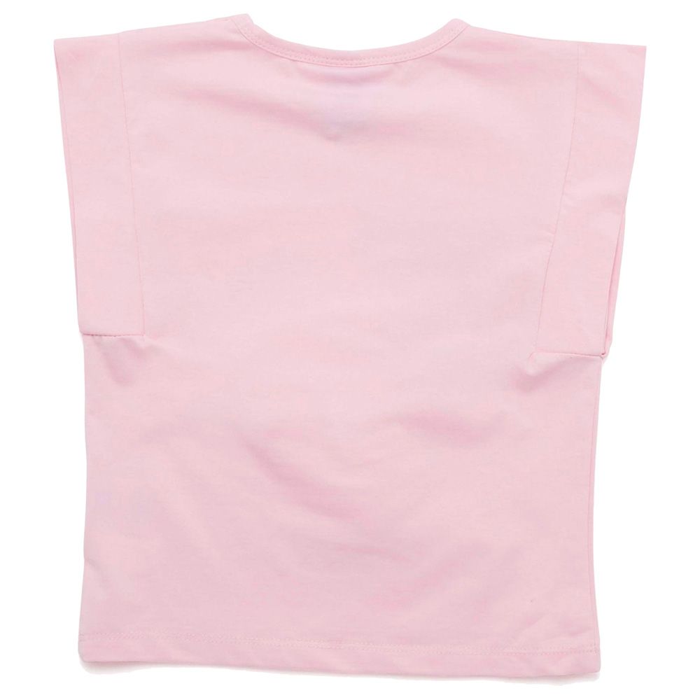 Little Kangaroos - Girl Round Neck Sleeveless Lemon Print T-Shirt - Pink