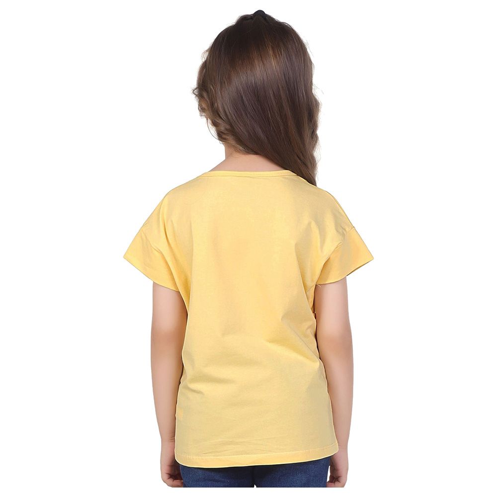 Little Kangaroos - Girl Half Sleeve Tropical Sunset T-Shirt - Yellow