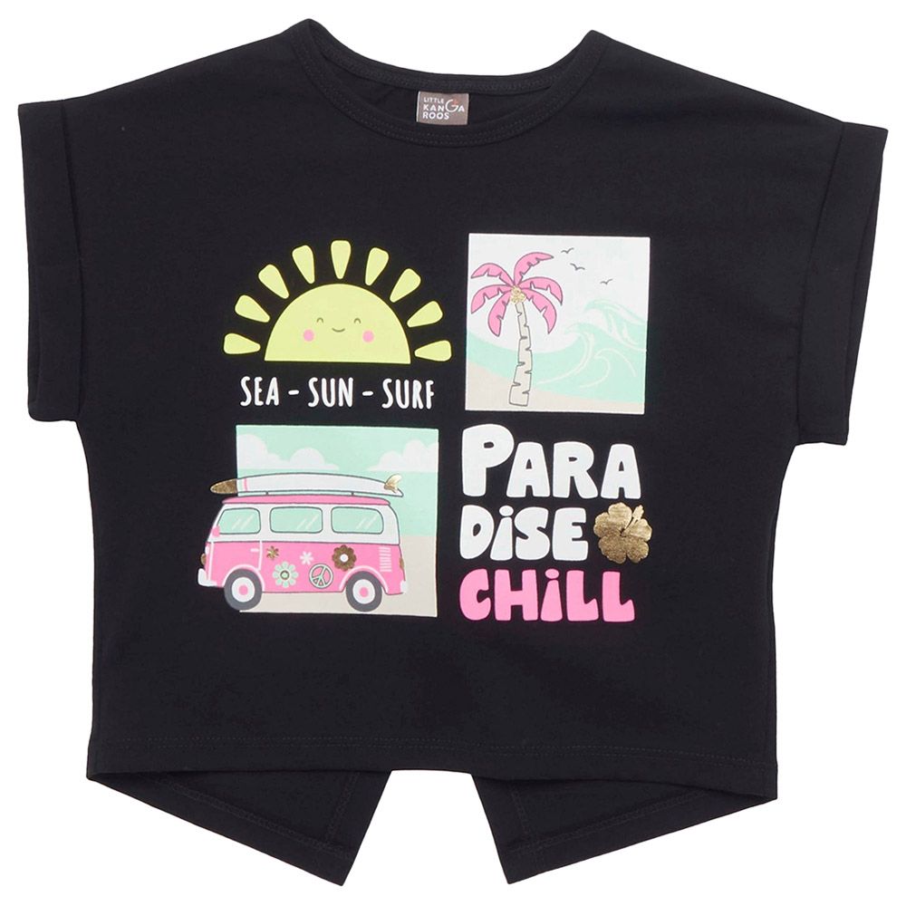 Little Kangaroos - Girl Round Neck T-Shirt - Black