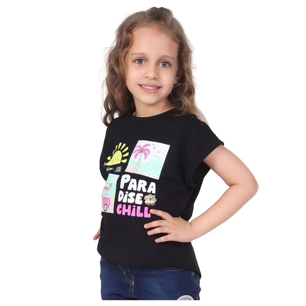 Little Kangaroos - Girl Round Neck T-Shirt - Black