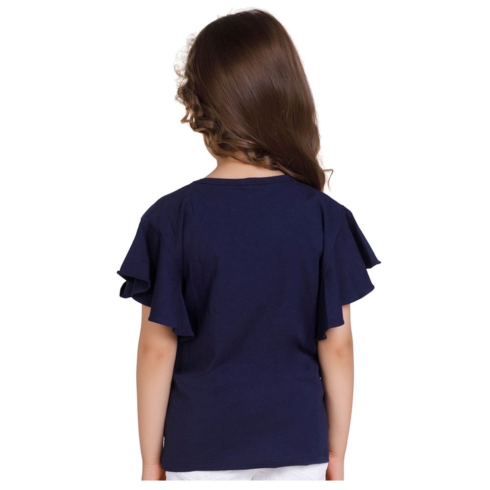 Little Kangaroos - Girl Flare Sleeve Tropical Vibes T-Shirt - Navy