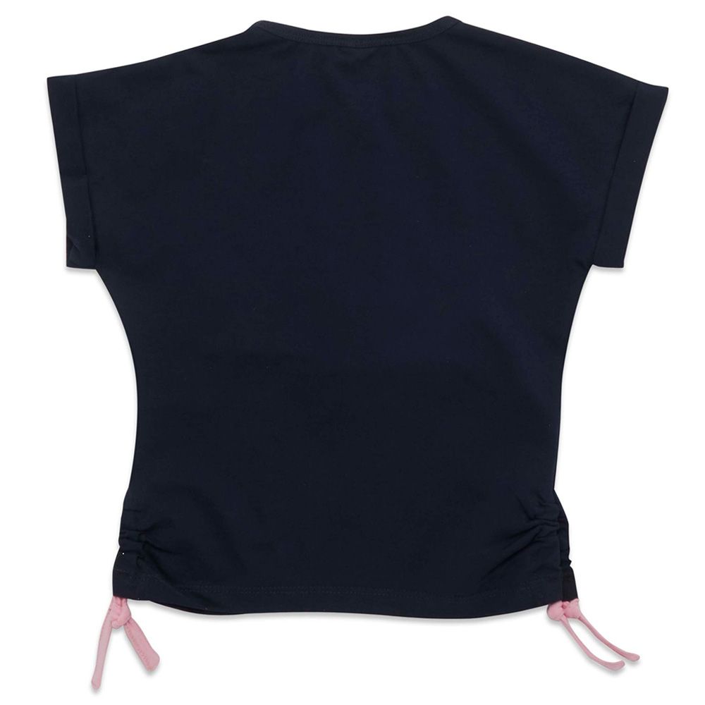 Little Kangaroos - Girl Round Neck Half Sleeve Beach T-Shirt - Navy