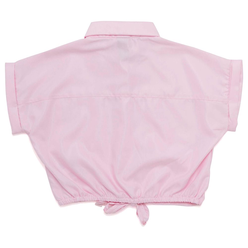 Little Kangaroos - Girl Collar Neck Fold Sleeve Blouse - Light Pink