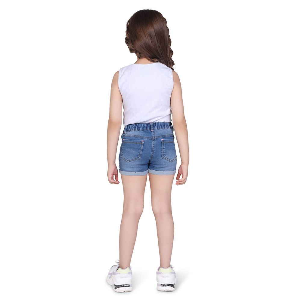 Little Kangaroos - Girl Semi Elasticated Denim Shorts - Light Blue