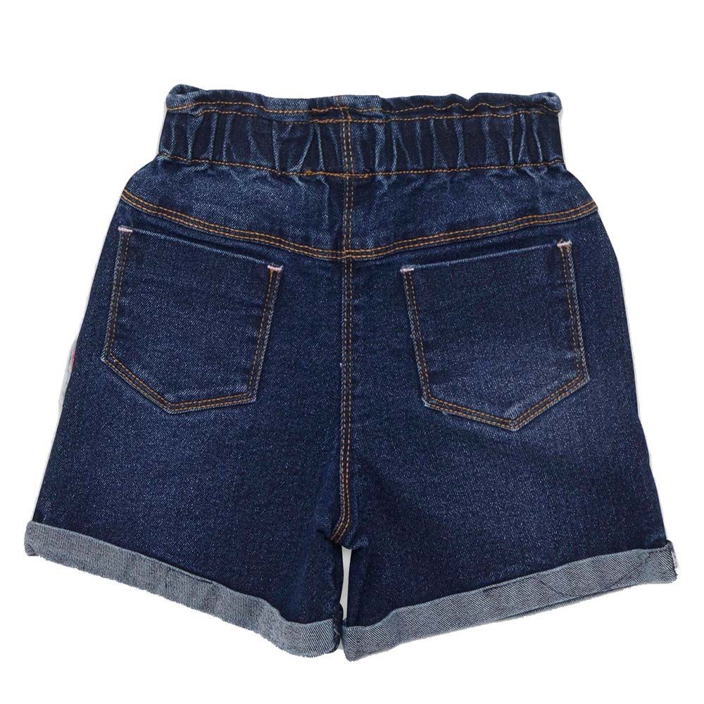 Little Kangaroos - Girl Full Elastic Denim Shorts - Dark Blue