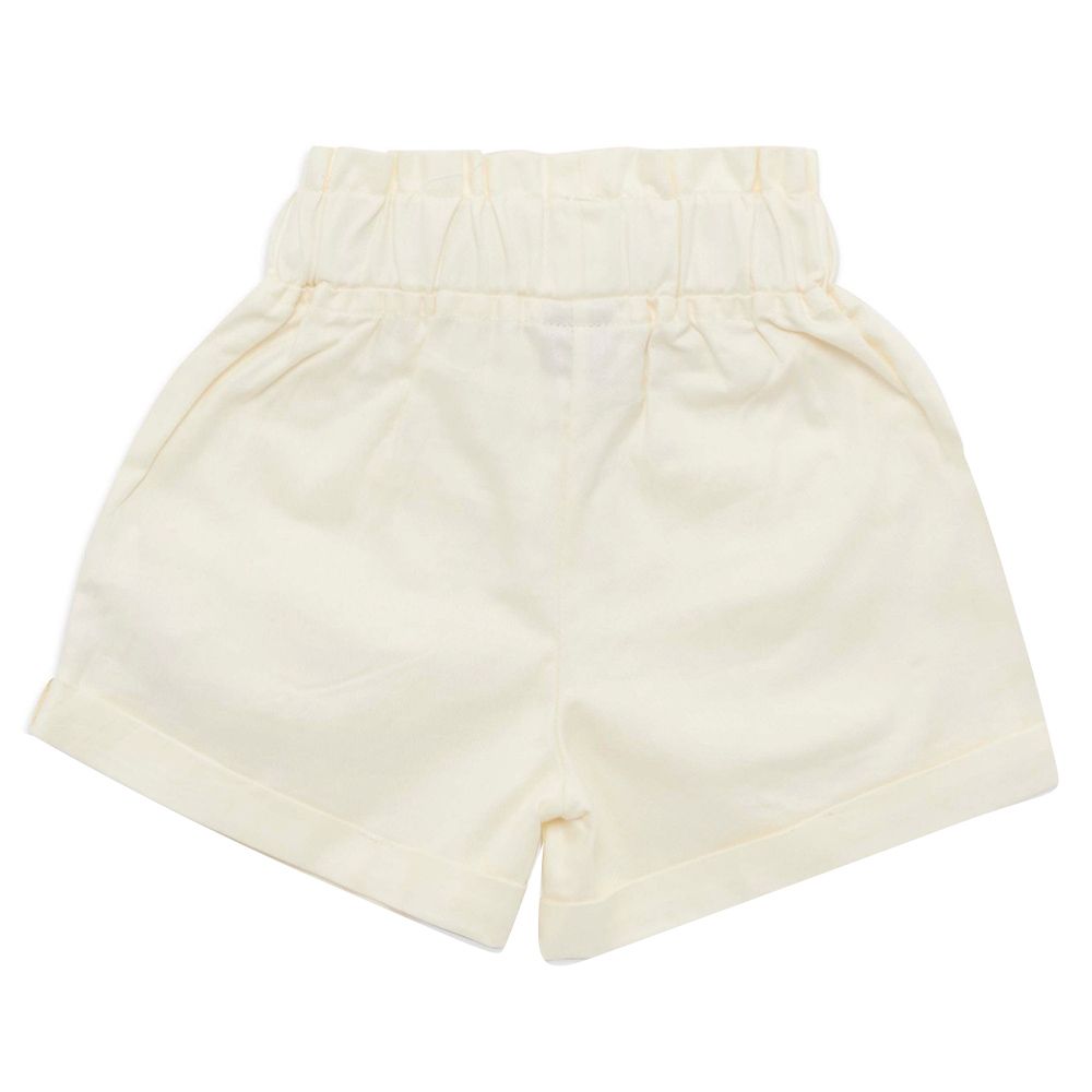 Little Kangaroos - Girl Full Elastic Shorts - Off White