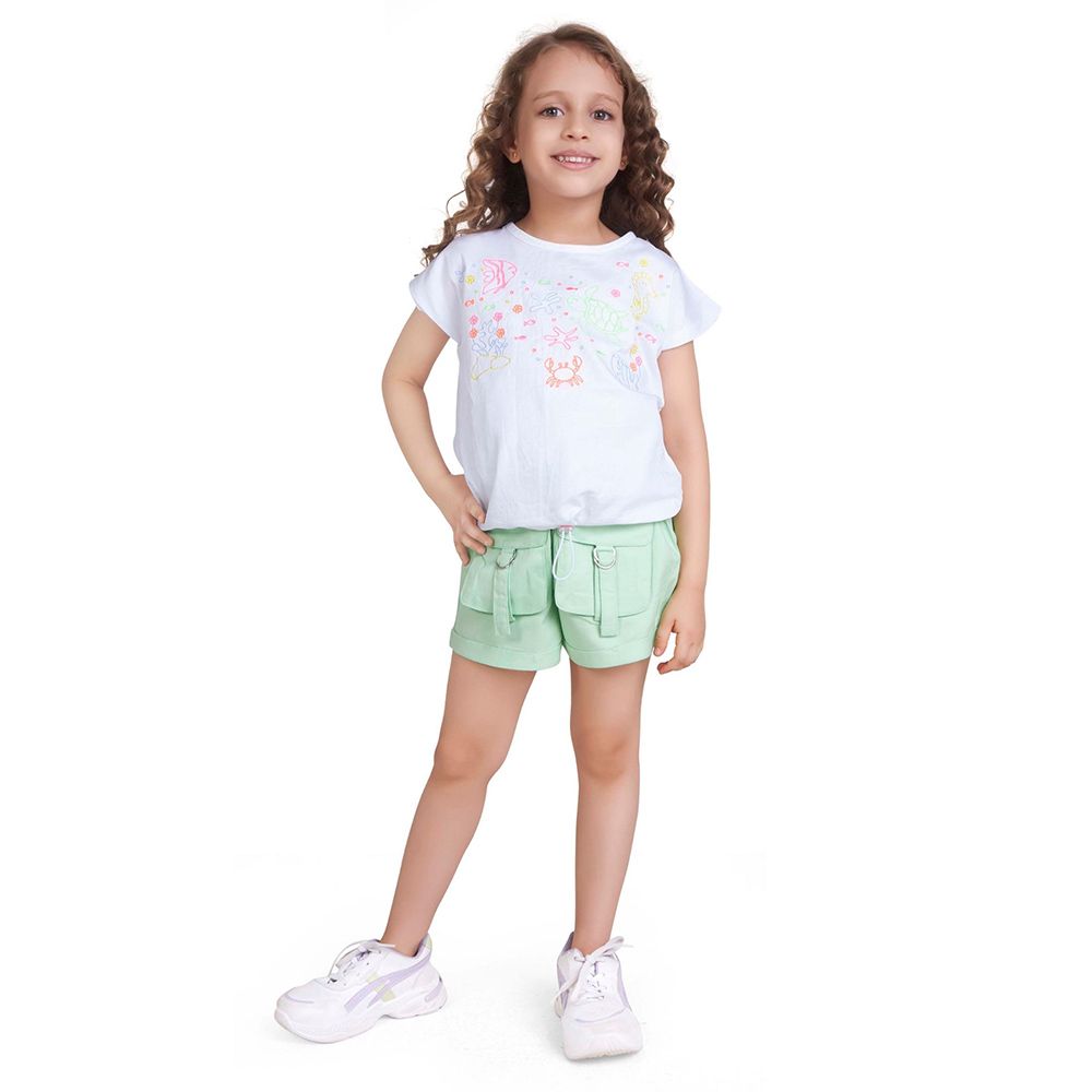 Little Kangaroos - Girl Full Elastic Shorts - Mint