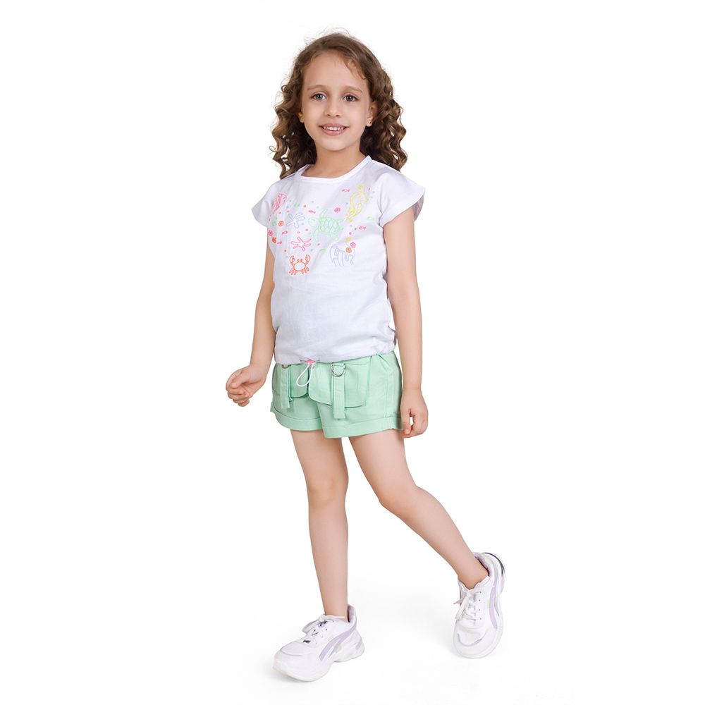 Little Kangaroos - Girl Full Elastic Shorts - Mint