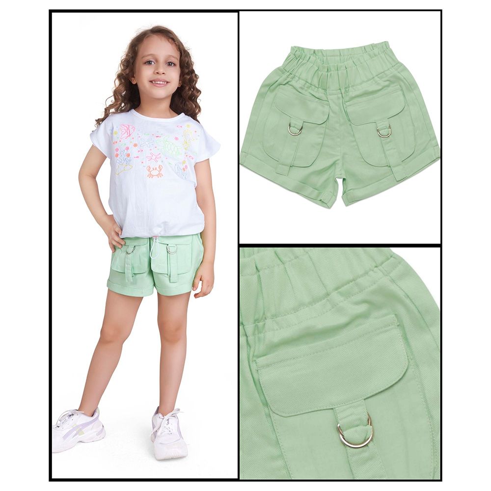 Little Kangaroos - Girl Full Elastic Shorts - Mint