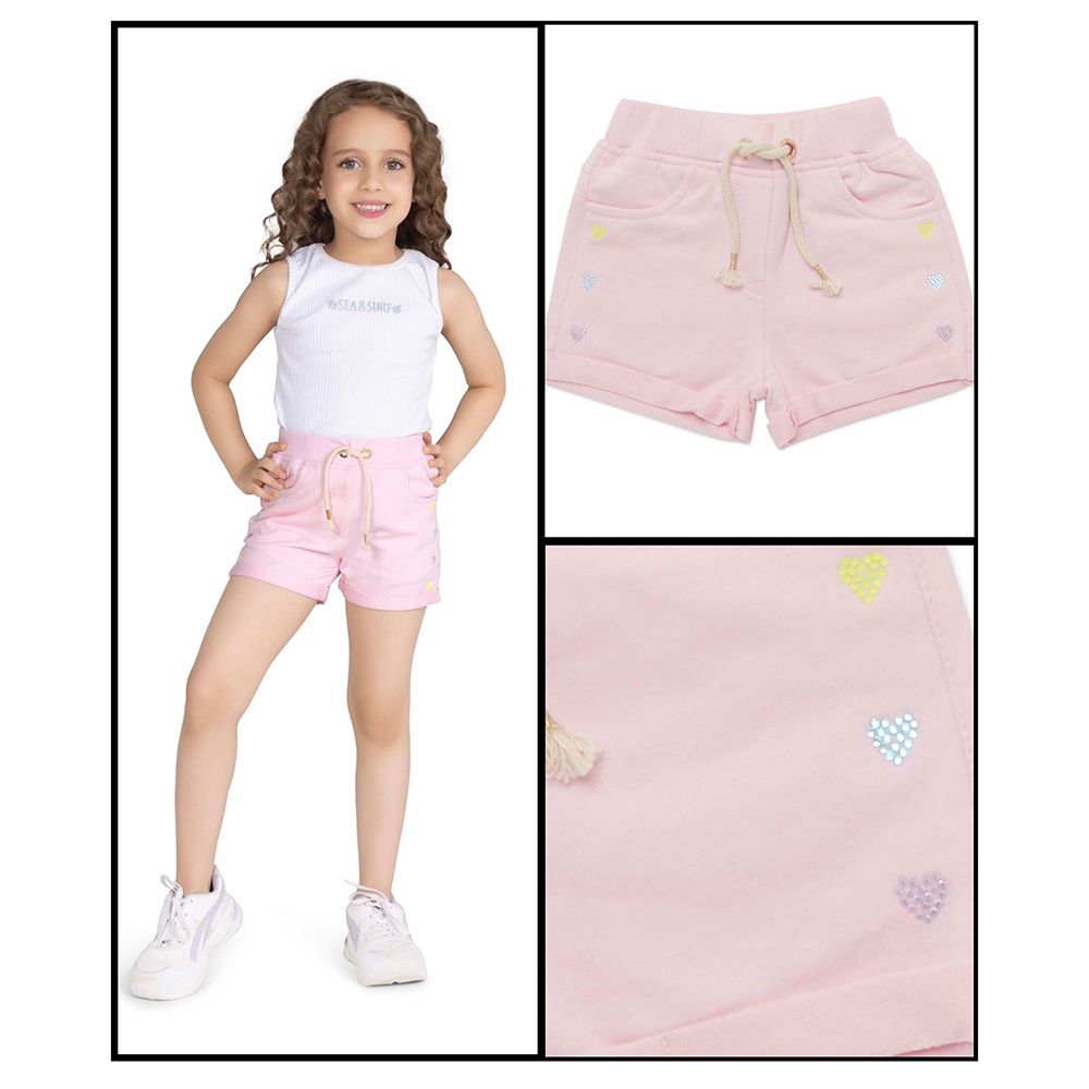 Little Kangaroos - Girl Full Elastic Shorts - Ballet Pink